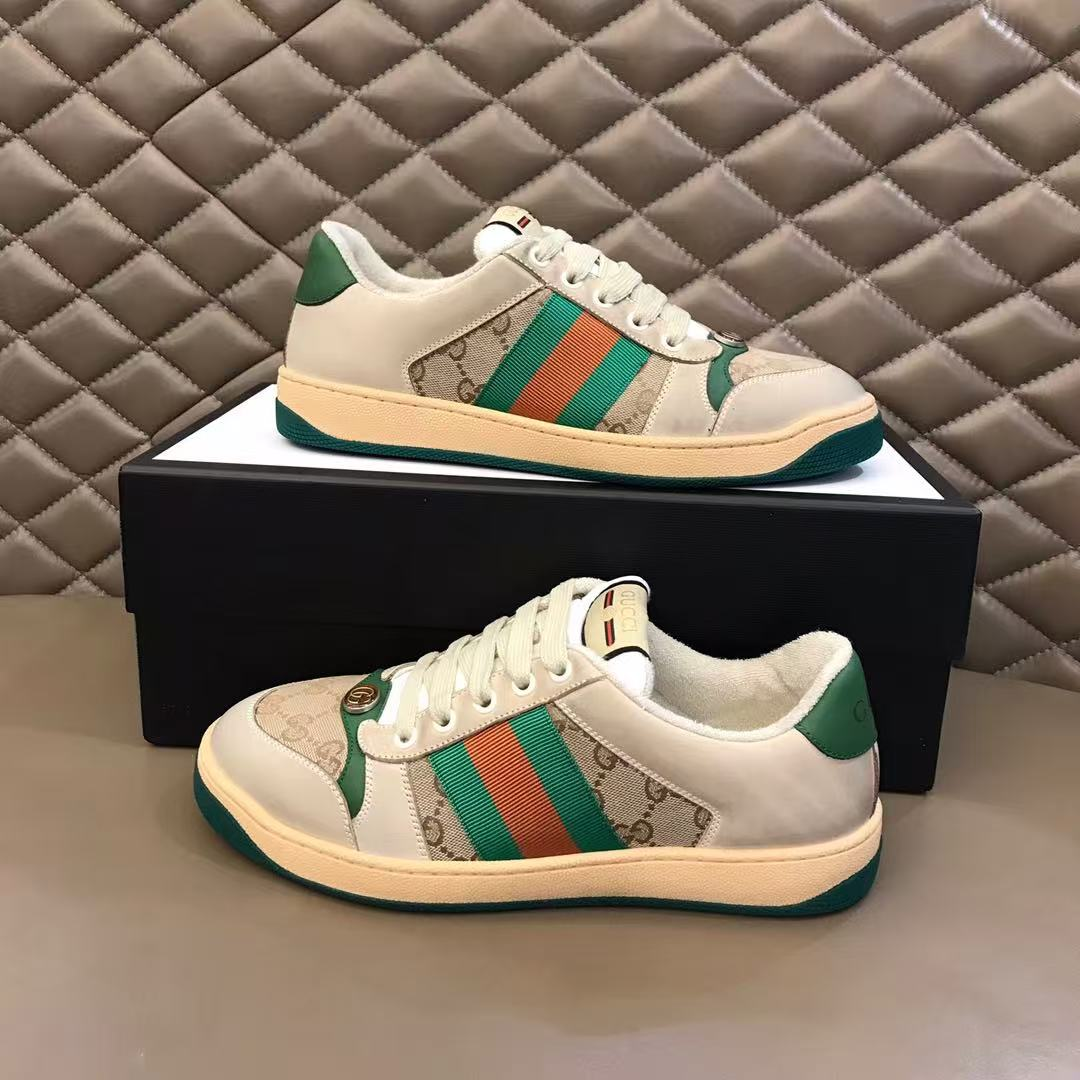 GUCCI Screener Low-top Distressed Sneakers / 70s Sporty Sneakers - KAIROO