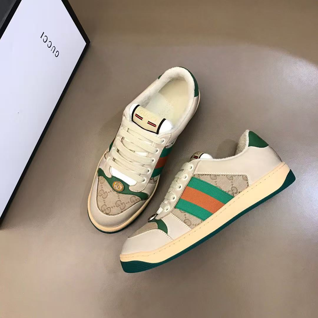 GUCCI Screener Low-top Distressed Sneakers / 70s Sporty Sneakers - KAIROO
