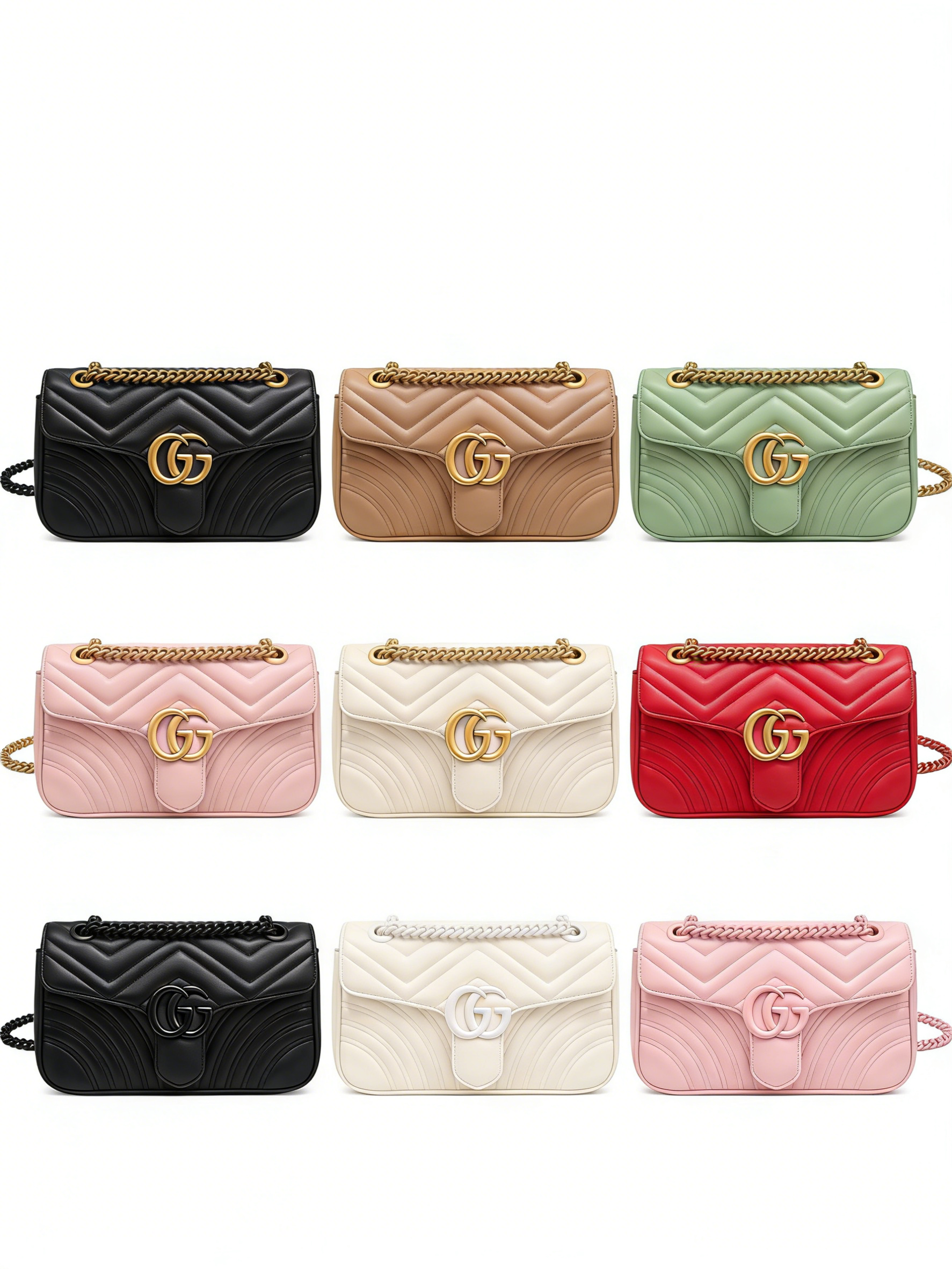 Gucci GG Marmont Small / Mini Shoulder Bag in Matelassé Chevron Leather with Antique Gold-Toned Hardware - KAIROO