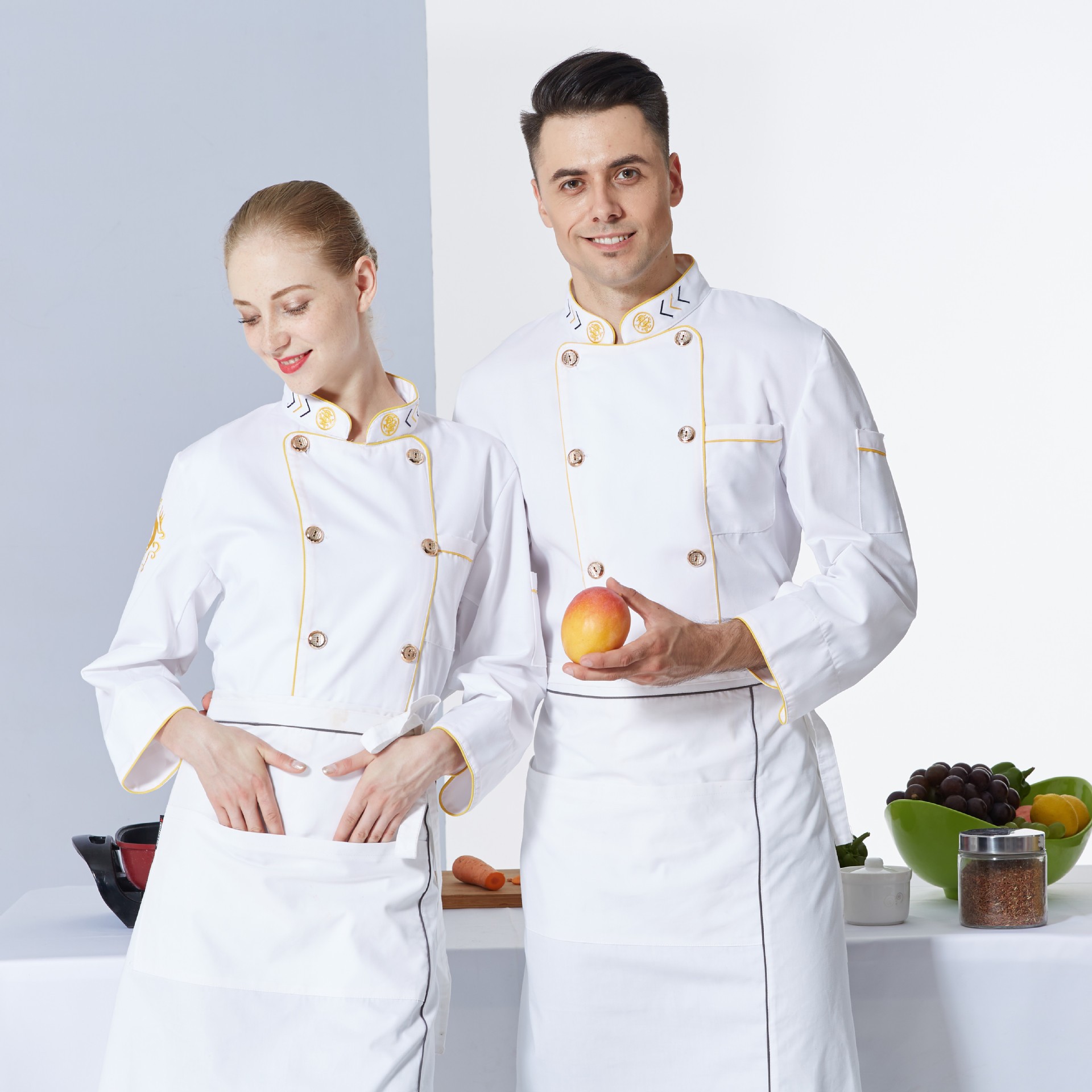 Designer chef uniforms | Contrasting color design | Direct from the manufacturer