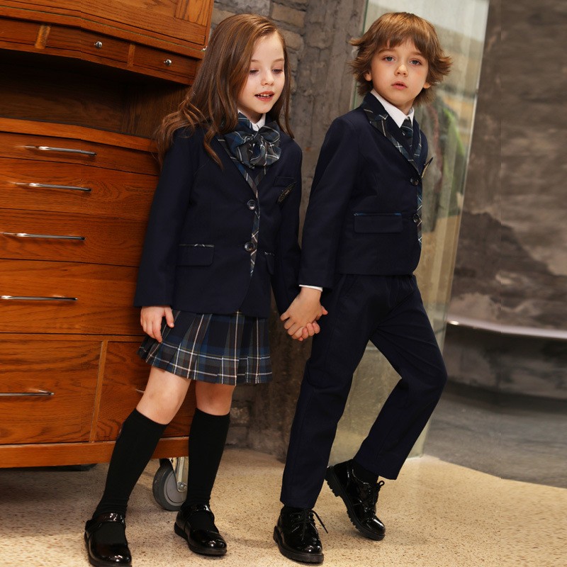 Customizable with Logo Single-Breasted Formal Classic British Style School Blazer Set