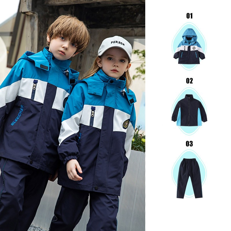 Waterproof school uniform fleece jacket and matching uniform set (customizable)