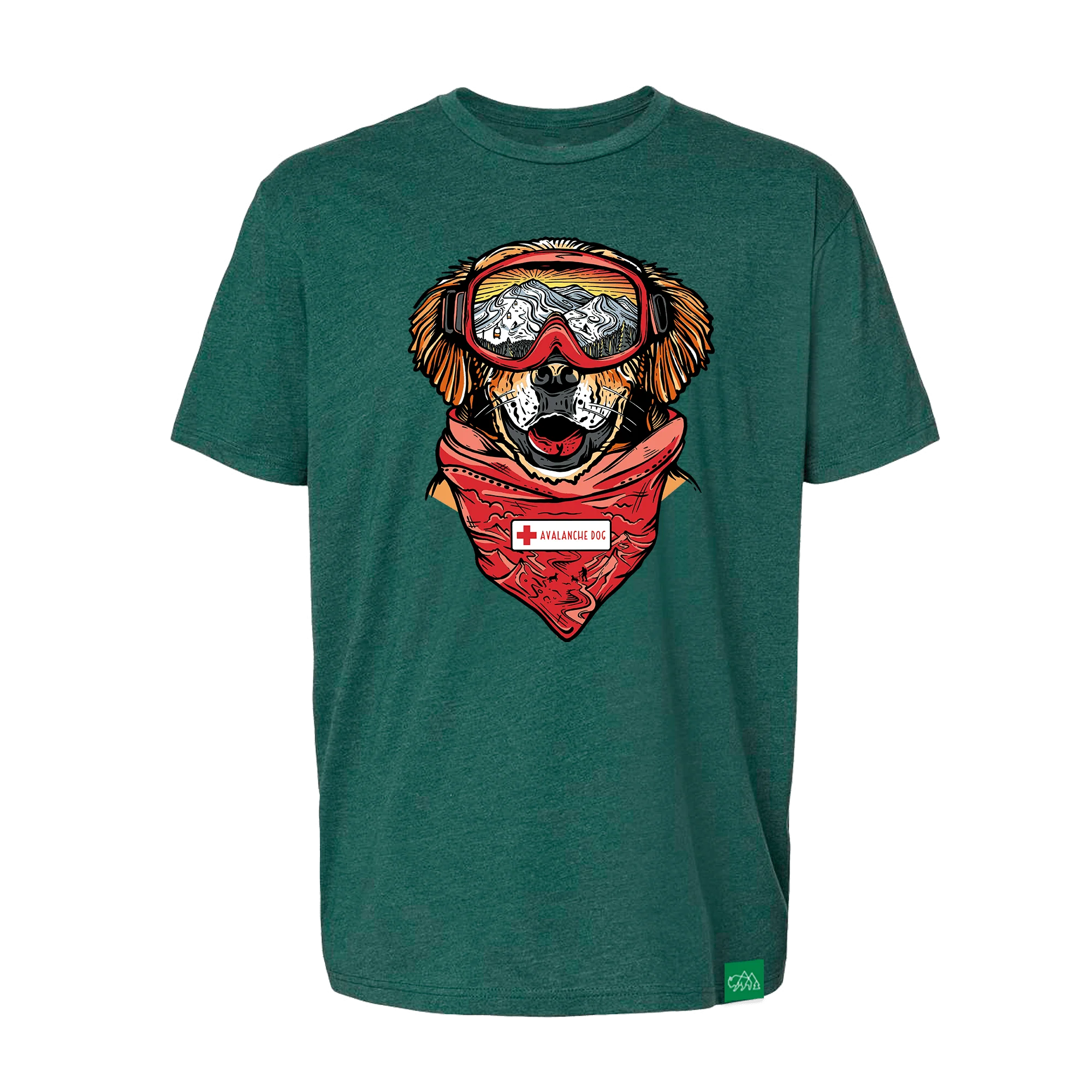 Maximus the Avalanche Dog T-Shirt (Forest Green)