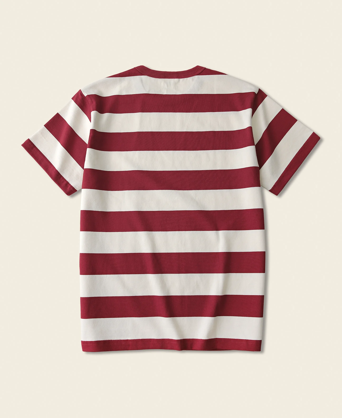 Heavyweight Cotton Wide Striped T-Shirt - Red/Apricot