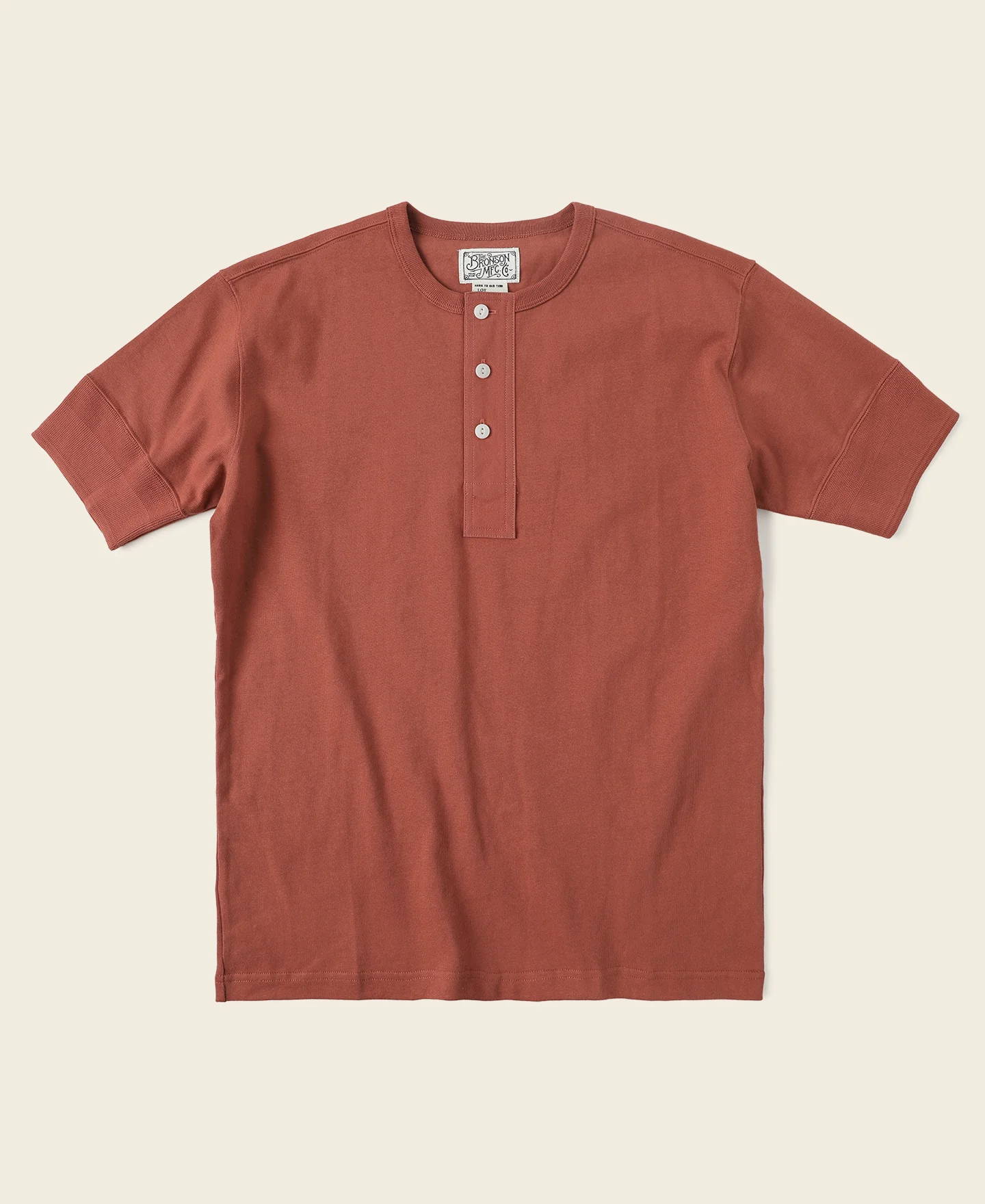 Vintage Short Sleeve Henley T-Shirt - Brick Red
