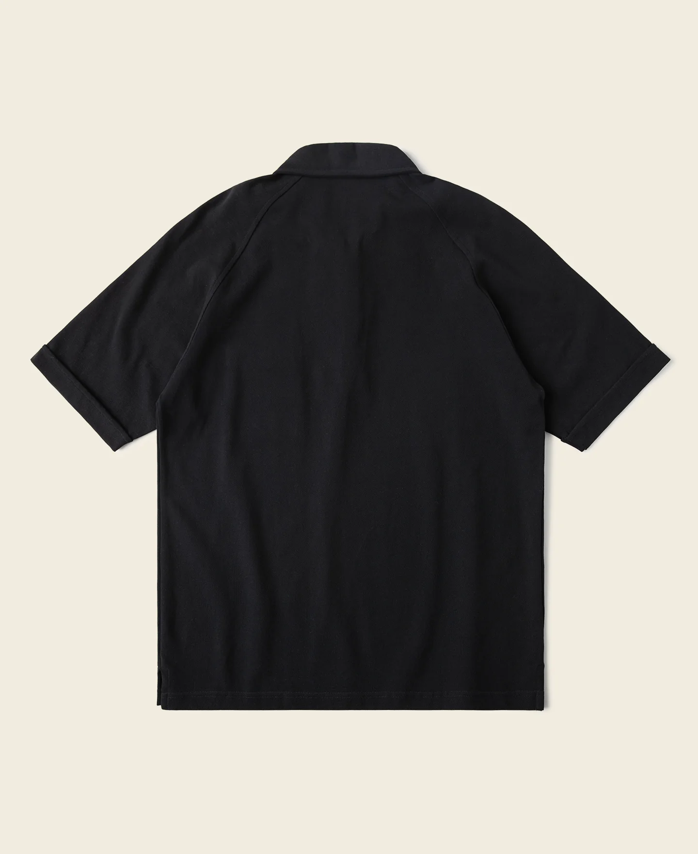 Raglan Sleeve Cotton-Piqué Polo Shirt - Black