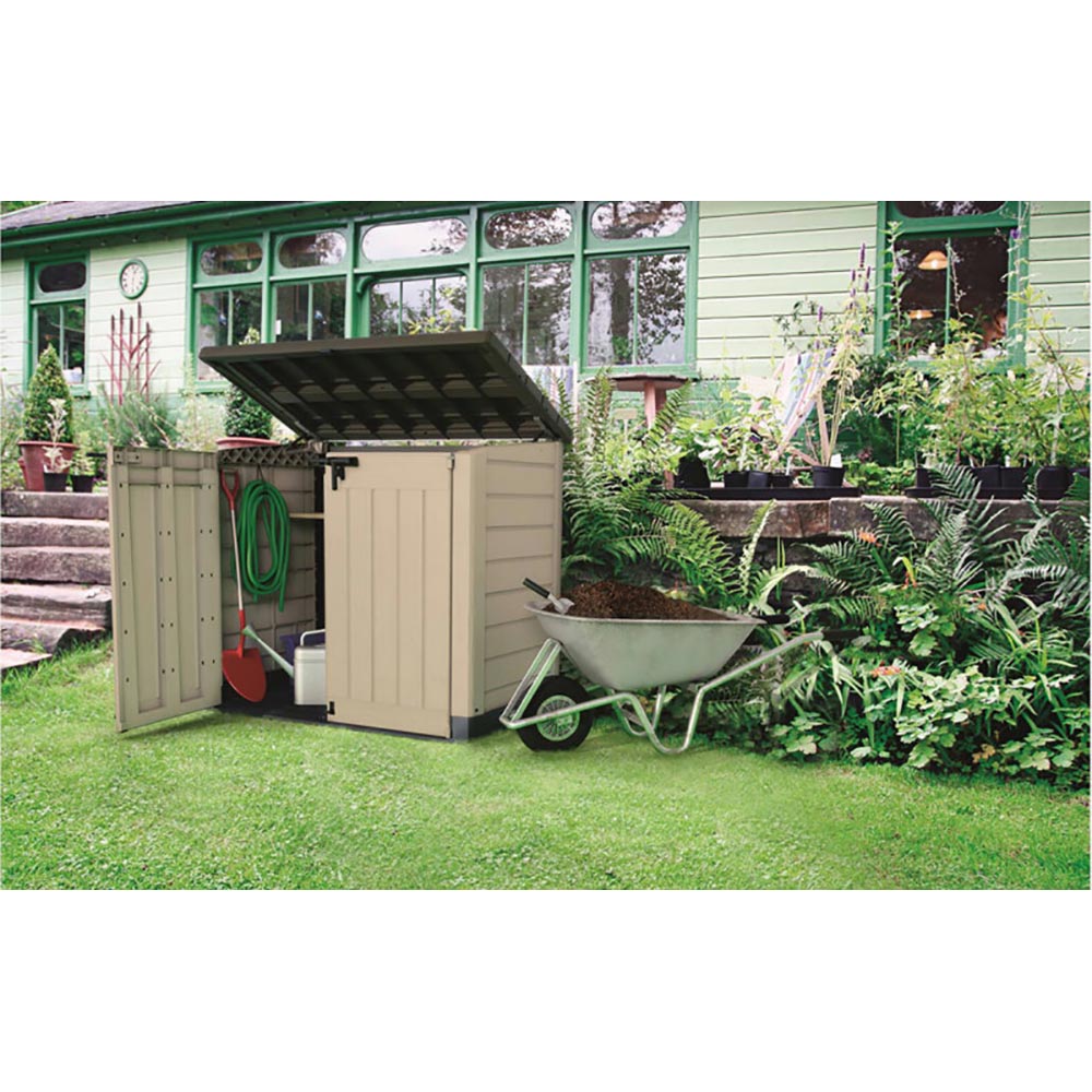Keter Store It Out Max 1200L Outdoor Garden & Wheelie Bin Storage Shed – Brown/Beige