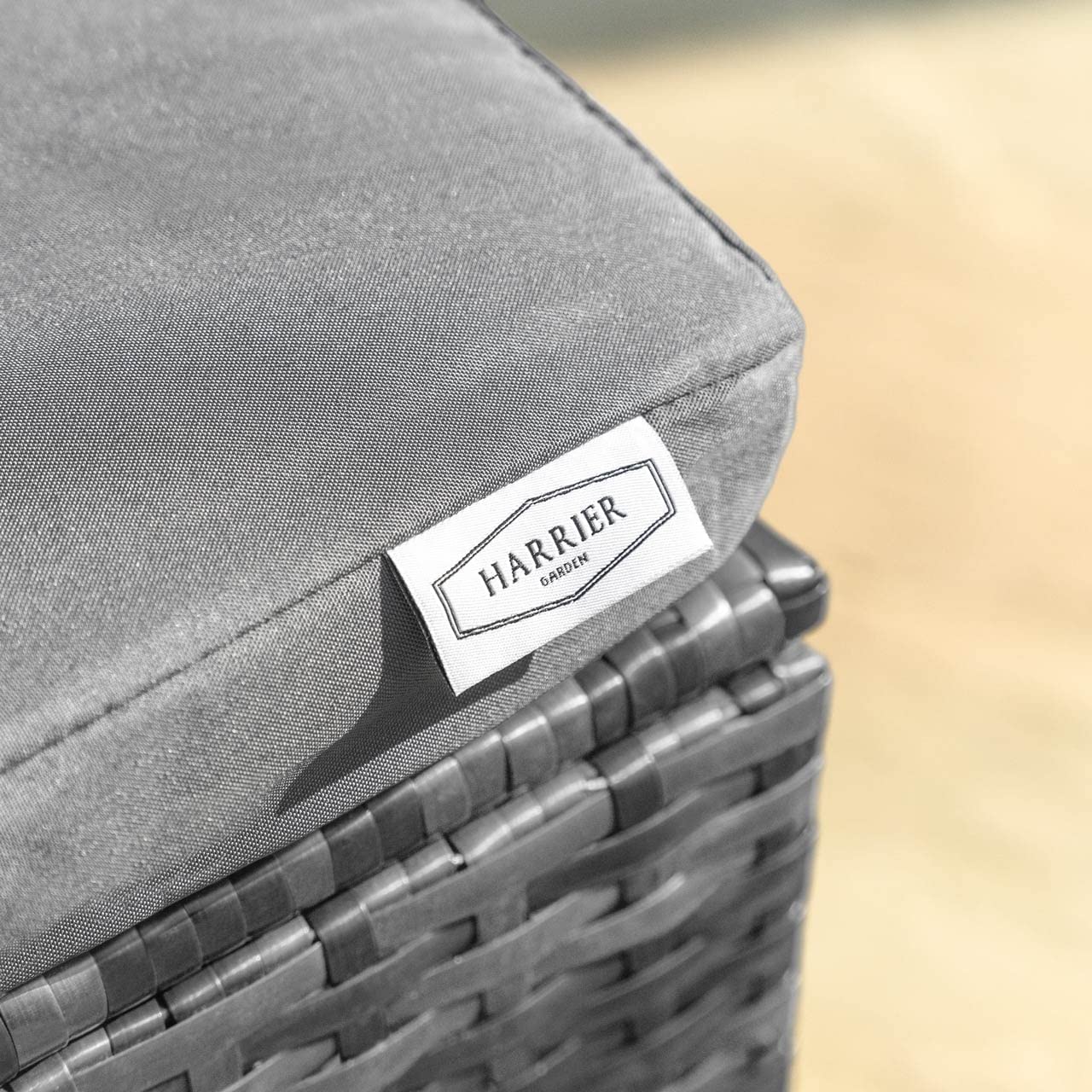 Harrier Rattan Corner Dining Table - 9 Seater Outdoor Corner Sofa - Premium Rattan Garden Furniture Set | Outdoor Sofa + Table (With Cover, Grey)