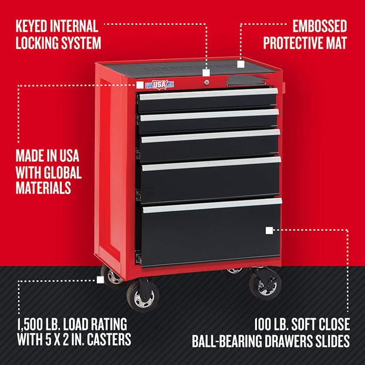 CRAFTSMAN tool cabinet with tool box, 26 inches, 9 drawers, combination with drawer liner roll and sleeve organizer