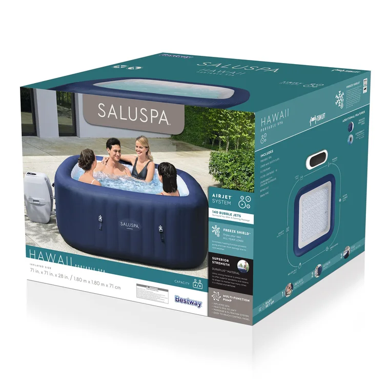 Bestway 60022E SaluSpa Hawaii AirJet 6 Person Inflatable Hot Tub Spa with Pump
