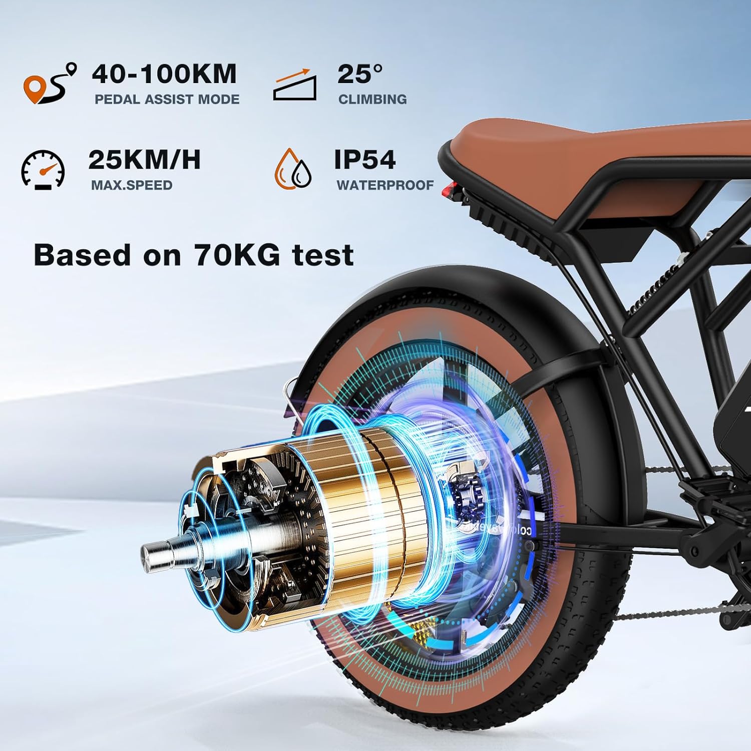 COLORWAY , e-bike with 4.0 fat tyres, 250W motor and 48V 15Ah battery, 7 speeds, with LCD display, dual disc brakes, range up to 45-100KM