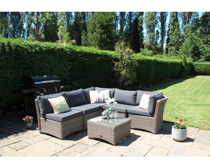 6PC High Back Modular Daybed Sofa Rattan Furniture Set - Natural DECO alfresco