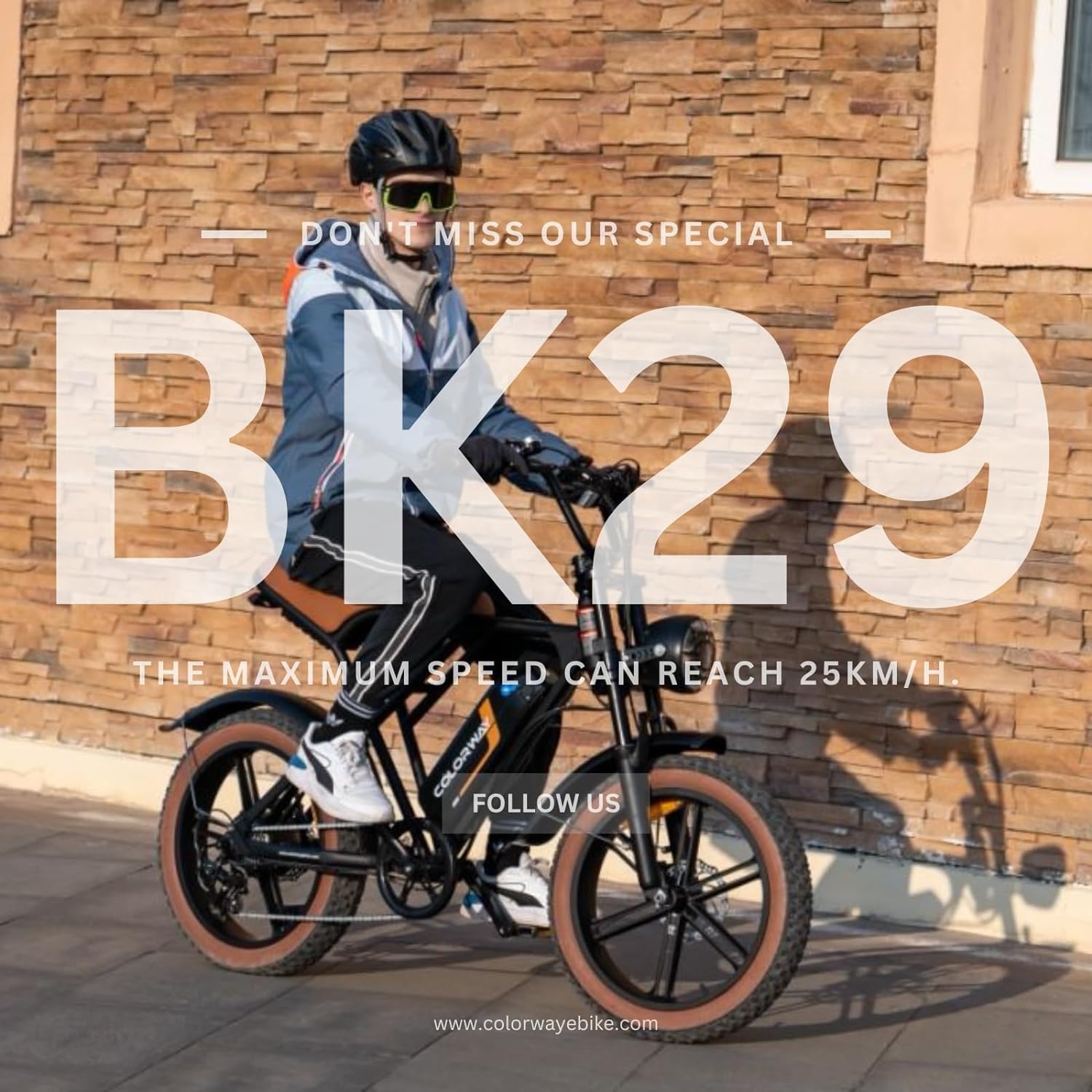 COLORWAY , e-bike with 4.0 fat tyres, 250W motor and 48V 15Ah battery, 7 speeds, with LCD display, dual disc brakes, range up to 45-100KM