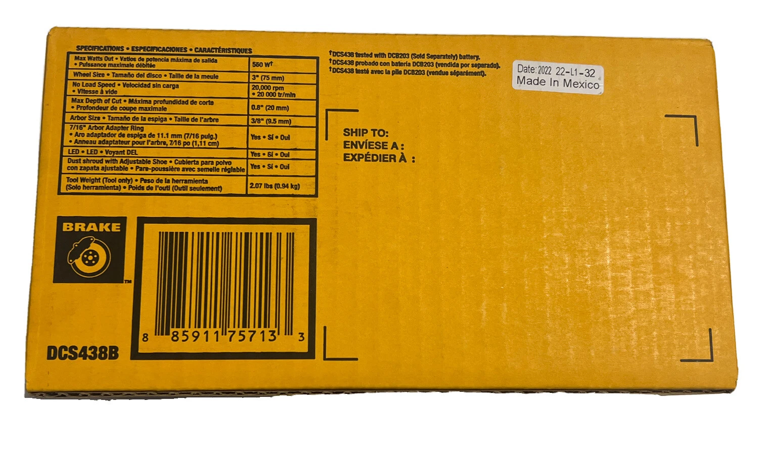 Brand New Dewalt 20v Brushless Cut-Off Tool DCS438