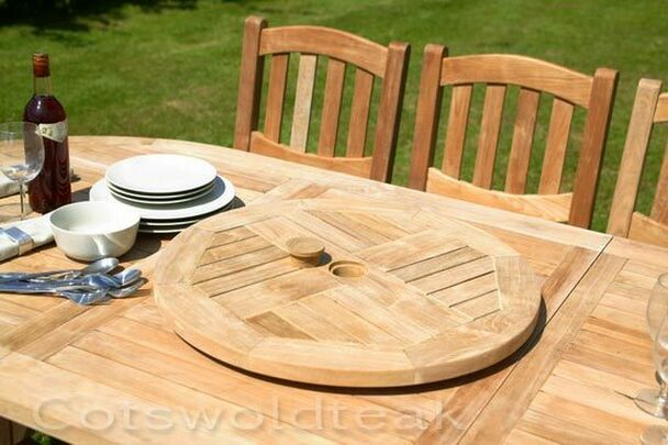 Round Solid Teak 8 Seater Table with Grisdale Chairs Garden