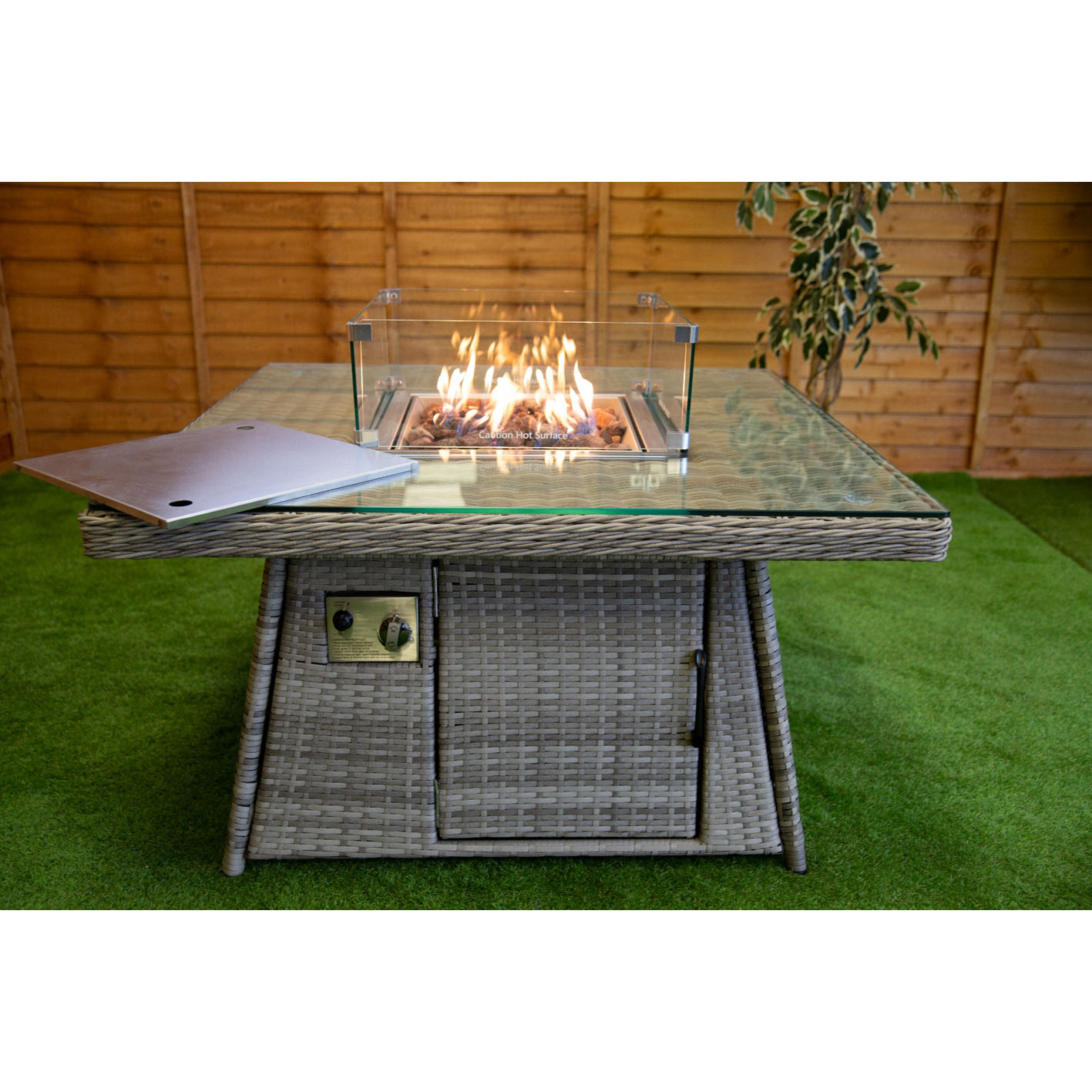 VENUS CORNER SOFA SET WITH STORAGE AND FIRE PIT COFFEE TABLE