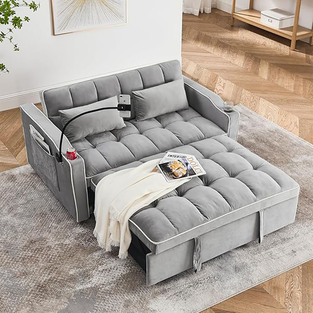 Convertible Sofa Bed,3-in-1 Velvet Sleeper Couch Pull-Out Bed