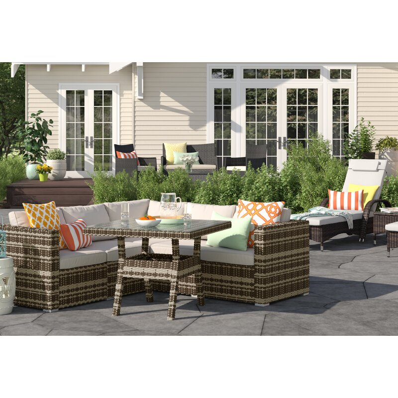 【Furniture】【BS】3 PCS Patio Wicker Chaise Lounge Chair Set, Outdoor Reclining Chair with Table & Cushion