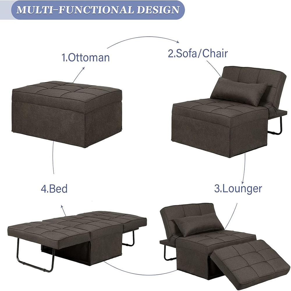 Saemoza Sofa Bed, 4 in 1 Multi Function Folding Ottoman Sleeper Bed