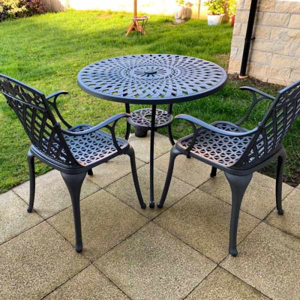 ANTIQUE BRONZE (2 SEATER SET) 90 cm round cast aluminium garden furniture set