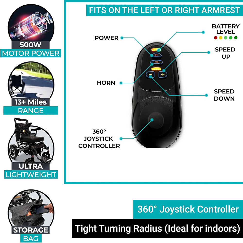 Majestic IQ-7000,Lightweight foldable electric wheelchair for the elderly, durable and ultra-light wheelchair