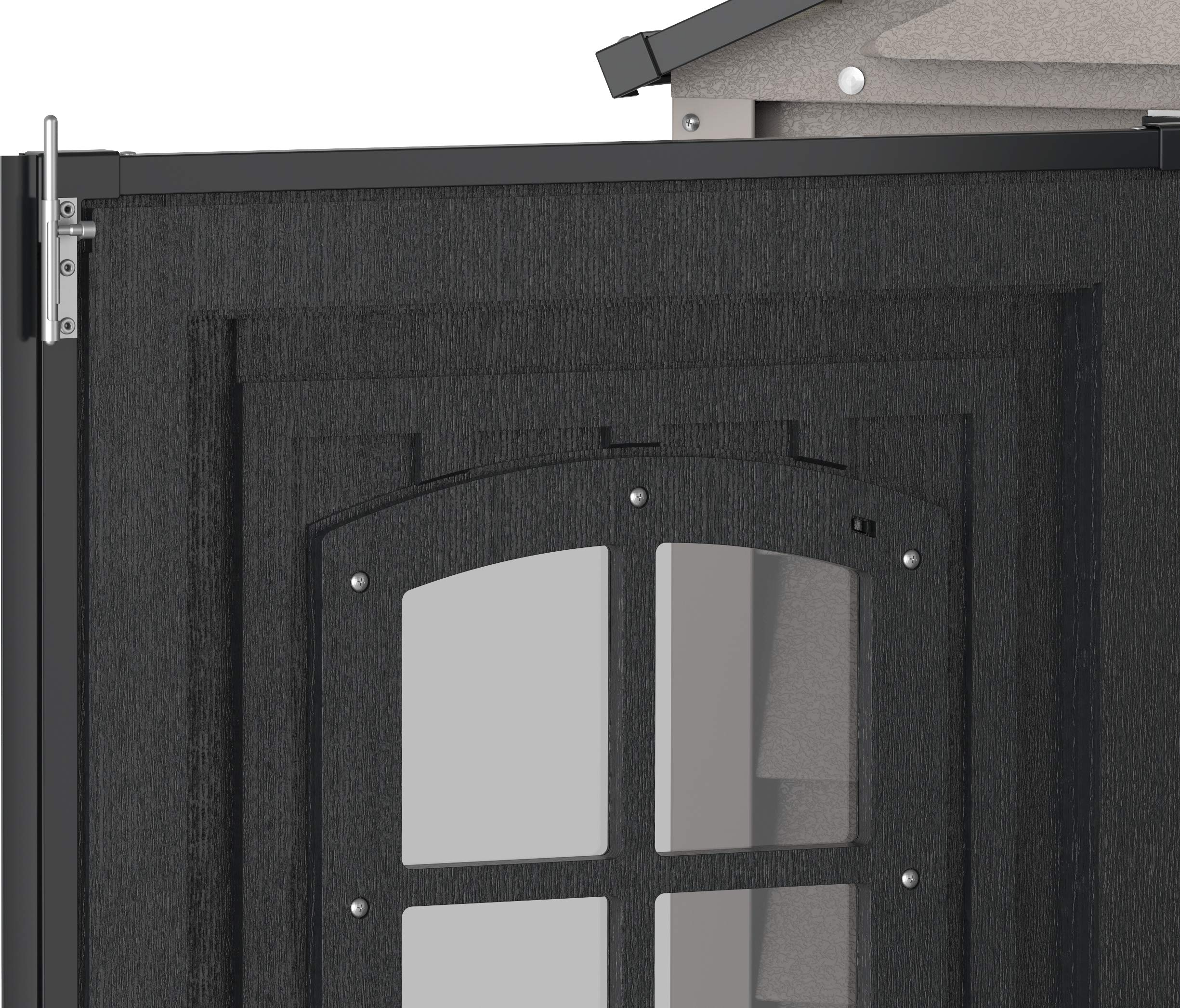 【Storage Shed】7x7 PLUS Plastic Garden Shed with Heavy-Duty Plastic Floor & Fixed Window on Doors