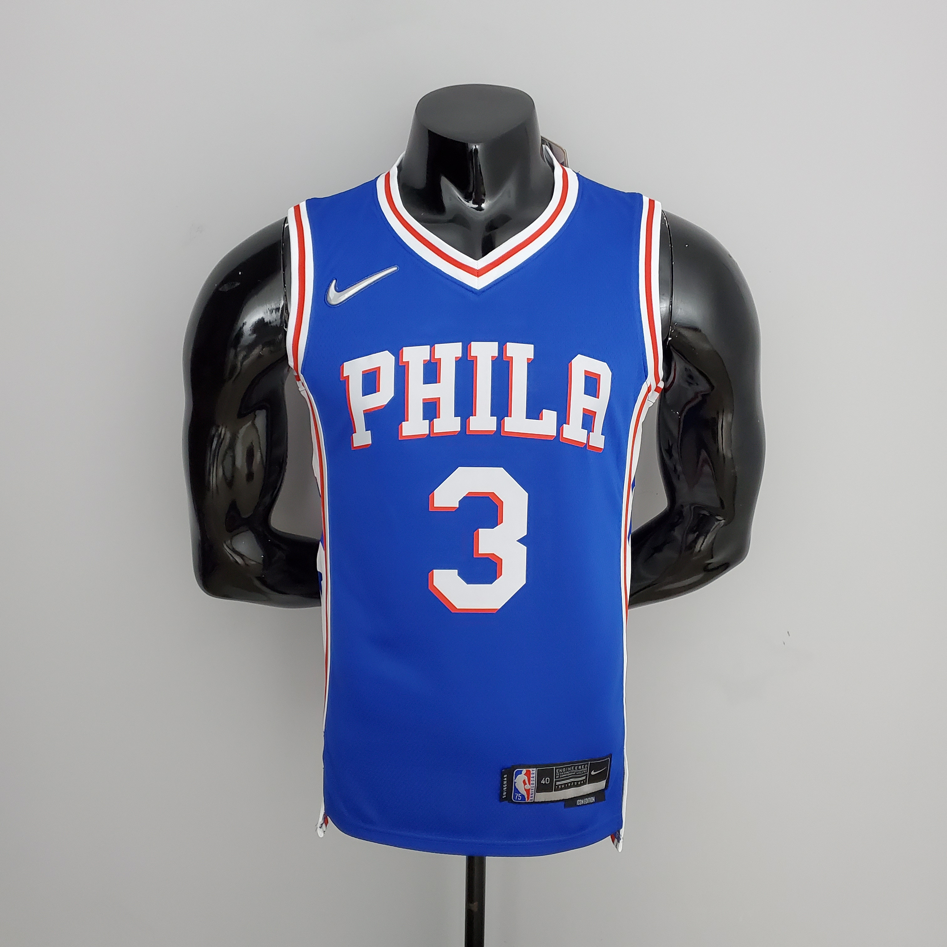 Allen Iverson Philadelphia 76ers 75th Anniversary Swingman Jersey Blue